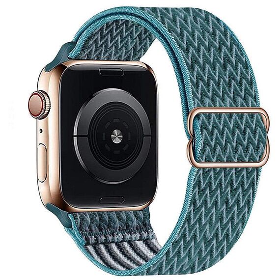 Per Apple Watch 42mm / 41mm / 40mm / 38mm Kalebol Eight Buckle Wavy Braided Nylon Watch Band (verde smeraldo)