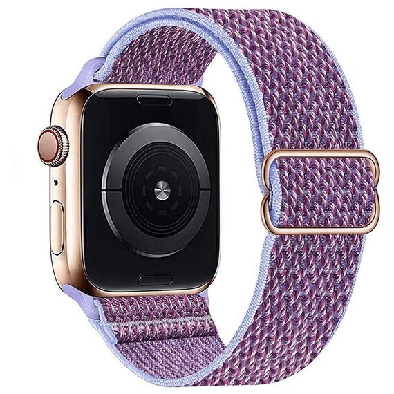 Per Apple Watch 42mm / 41mm / 40mm / 38mm Kalebol Eight Buckle Wavy Braided Nylon Watch Band (Viola)