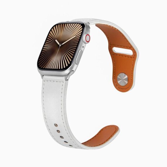 Per Apple Watch 46mm / 49mm / 45mm / 44mm Kalebol Cinturino in pelle con fibbia a perno grande (bianco)