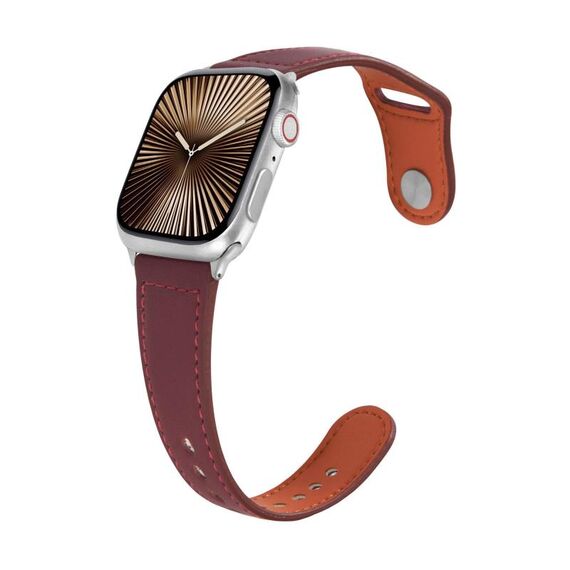 Per Apple Watch 42mm / 41mm / 40mm / 38mm Kalebol Cinturino in pelle con fibbia a perno grande (rosso vino)