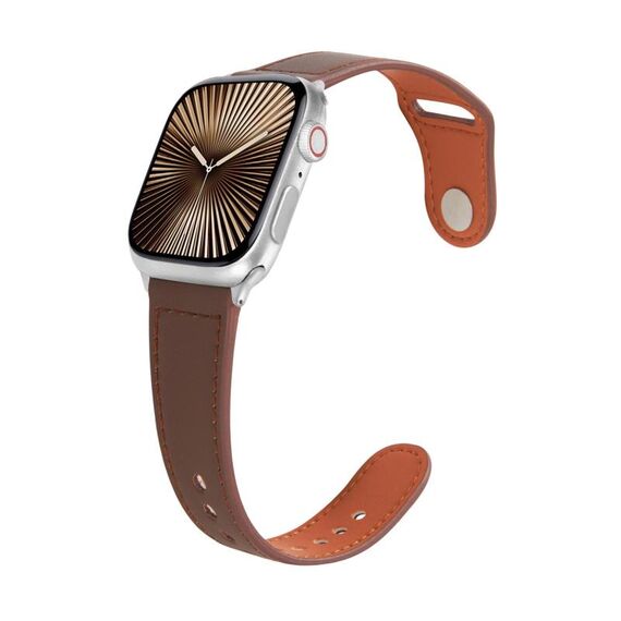 Per Apple Watch 42mm / 41mm / 40mm / 38mm Kalebol Cinturino in pelle con fibbia a perno grande (caffè)