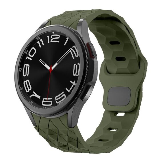 Per Samsung Galaxy Watch 4/5/6 Kalebol Football Pattern Reverse Buckle Cinturino in silicone (verde militare)