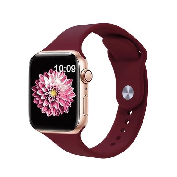 Per Apple Watch 46mm / 49mm / 45mm / 44mm Kalebol Reverse Buckle Cinturino in silicone (rosso vino)