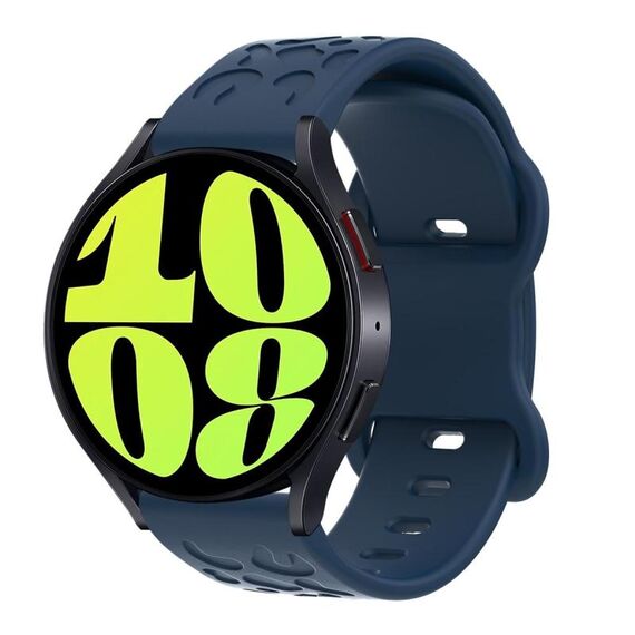 Cinturino per orologio in silicone con fibbia a farfalla e stampa leopardata Kalebol da 18 mm (blu notte)
