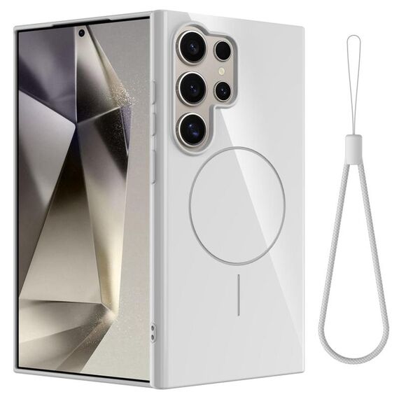 Per Samsung Galaxy S22 Ultra 5G Custodia per telefono antiurto in TPU lucido MagSafe con cordino (bianco)