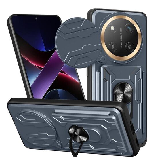 Per Honor X60 Pro / X9c Custodia per telefono scorrevole Camshield TPU+PC con slot per schede (grigio)