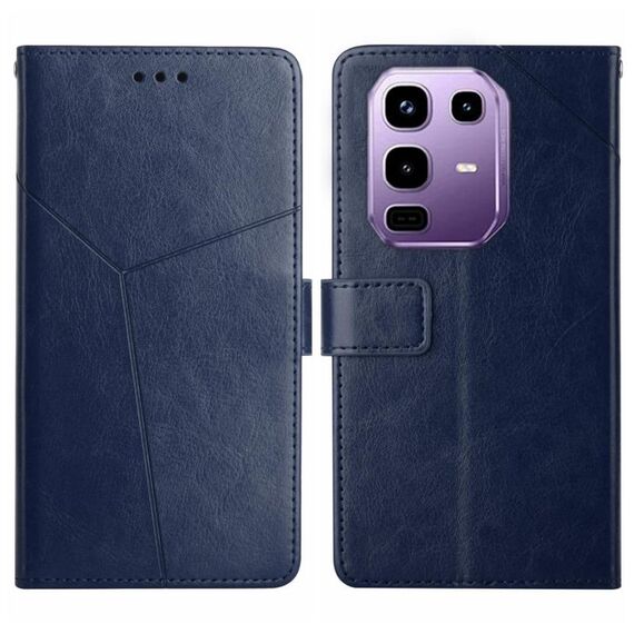 Custodia a libro in pelle con motivo a Y per Infinix Note 50 Pro 4G / Note 50 4G (blu)