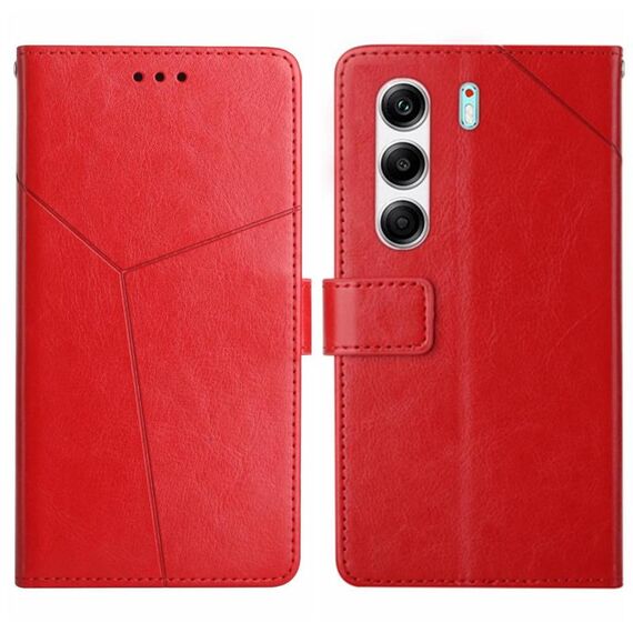 Custodia a libro in pelle con motivo a Y per Tecno Camon 40 4G (rossa)