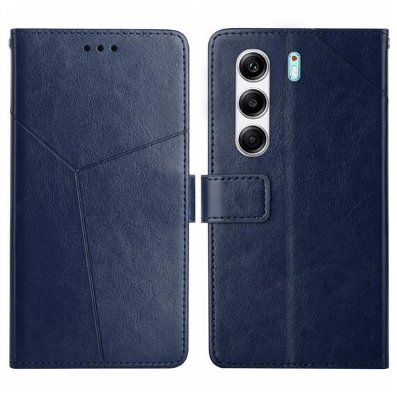Custodia a libro in pelle con motivo a Y per Tecno Camon 40 Pro 5G (blu)