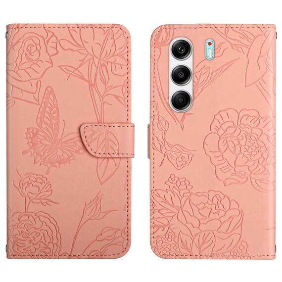 Custodia a libro in pelle con motivo a farfalla per Tecno Camon 40 Pro 5G (rosa)