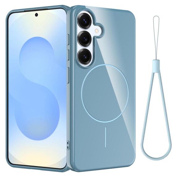 Per Samsung Galaxy S24 FE 5G Custodia per telefono antiurto in TPU lucido MagSafe con cordino (blu)