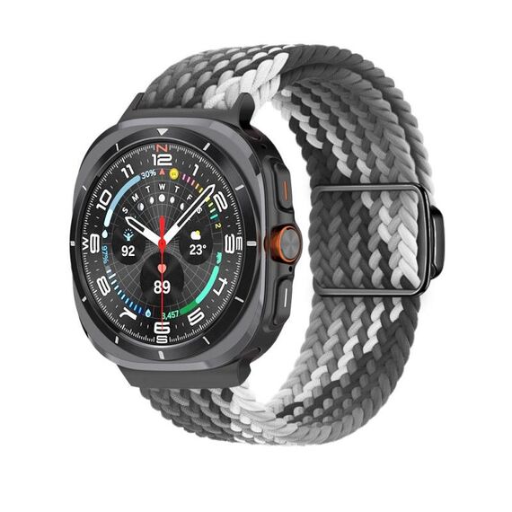 Per Samsung Galaxy Watch Ultra 47mm Kalebol Braided Loop Magnetic Black Buckle Watch Band (Cioccolato Fondente)