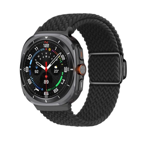 Per Samsung Galaxy Watch Ultra 47mm Kalebol Braided Loop Magnetico Nero Fibbia Cinturino Orologio (Nero)