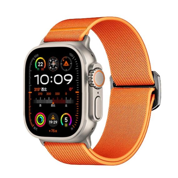 Per Apple Watch 46mm / 49mm / 45mm / 44mm Kalebol Bull Bead Buckle Elastic Nylon Watch Band (Arancione)