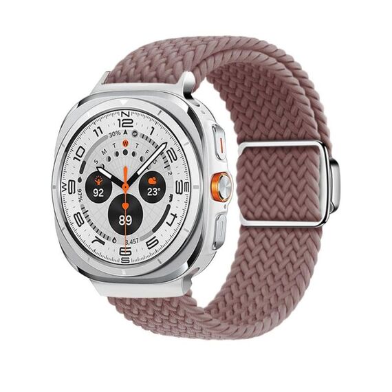 Per Samsung Galaxy Watch Ultra 47mm Kalebol Braided Loop Magnetic Silver Buckle Watch Band (Viola Fumé)