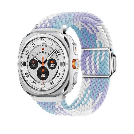 Per Samsung Galaxy Watch Ultra 47mm Kalebol Braided Loop Magnetic Silver Buckle Watch Band (Viola)