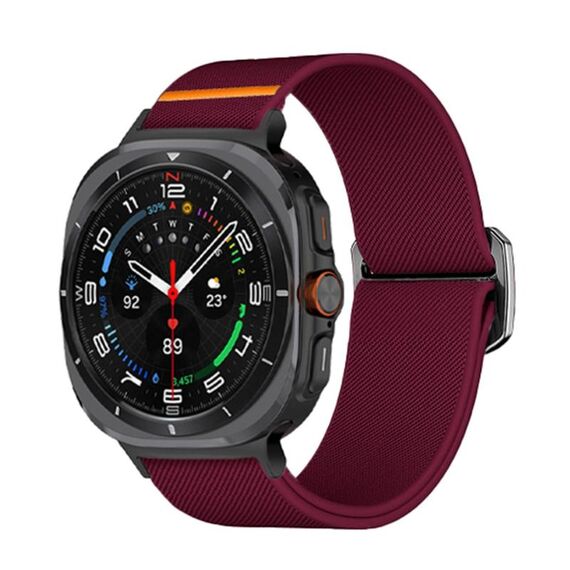 Per Samsung Galaxy Watch Ultra 47mm Kalebol Elastic Nylon Watch Band (rosso vino)