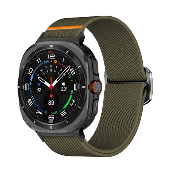Per Samsung Galaxy Watch Ultra 47mm Kalebol Elastic Nylon Watch Band (verde militare)