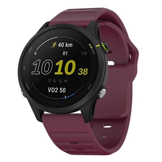 Cinturino per orologio in silicone con fibbia borchiata e motivo a onde Kalebol da 20 mm (rosso vino)