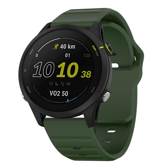 Cinturino per orologio in silicone con fibbia borchiata e motivo a onde Kalebol da 20 mm (verde militare)