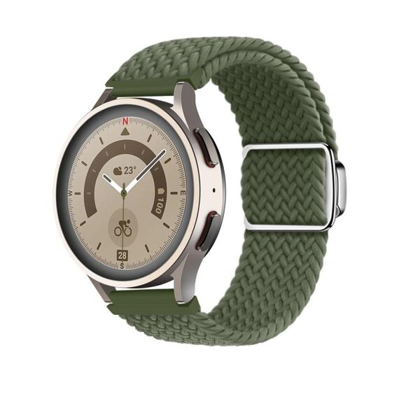 Cinturino per orologio con fibbia magnetica intrecciata in nylon Kalevol da 20 mm (verde oliva scuro)