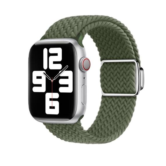 Per Apple Watch 46mm / 49mm / 45mm / 44mm Kalebol Nylon Loop Cinturino con fibbia magnetica (oliva scuro)