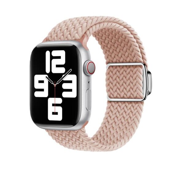 Per Apple Watch 46mm / 49mm / 45mm / 44mm Kalebol Nylon Loop Cinturino con fibbia magnetica (rosa sabbia)