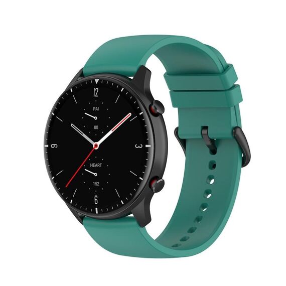 Cinturino per orologio in silicone con coda rotonda Kalebol da 20 mm (verde pino)