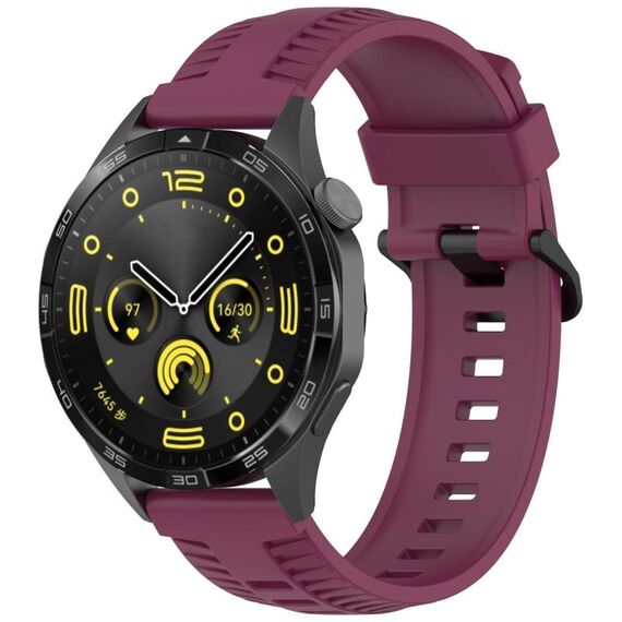 Cinturino per orologio in silicone con fibbia nera Kalebol da 20 mm (rosso vino)