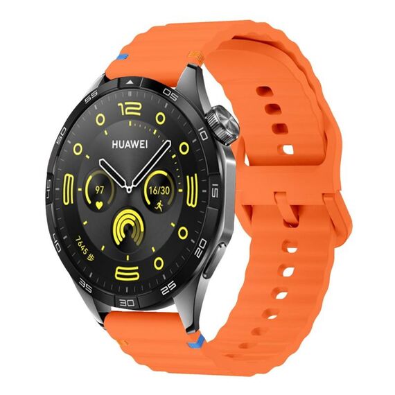 Cinturino per orologio in silicone con punto onda Kalebol da 20 mm (arancione)