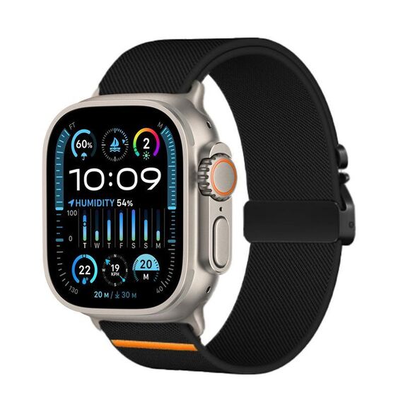 Per Apple Watch 46mm / 49mm / 45mm / 44mm Kalebol Parachute Buckle Cinturino elastico in nylon (nero)