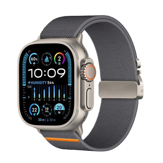 Per Apple Watch 46mm / 49mm / 45mm / 44mm Kalebol Parachute Buckle Cinturino elastico in nylon (grigio scuro)