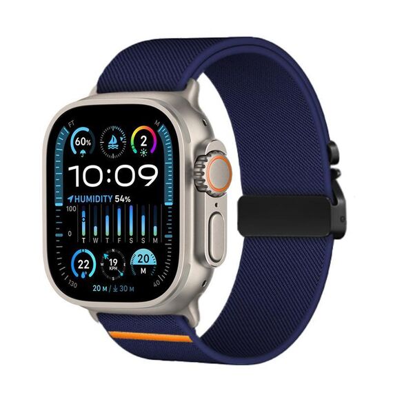 Per Apple Watch 46mm / 49mm / 45mm / 44mm Kalebol Parachute Buckle Cinturino elastico in nylon (blu notte)