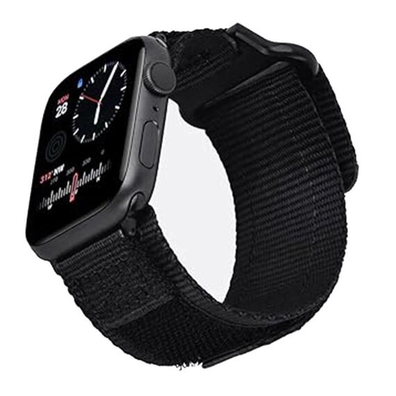 Per Apple Watch 46mm / 49mm / 45mm / 44mm Kalebol Canvas Nylon Hook and Loop Watch Band (Nero)