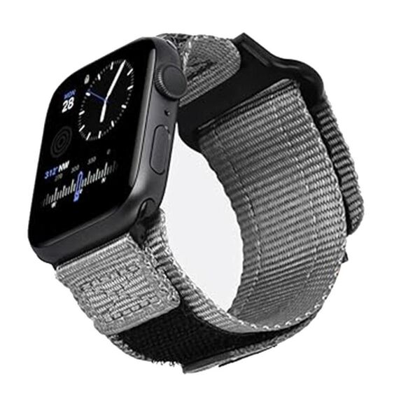 Per Apple Watch 46mm / 49mm / 45mm / 44mm Kalebol Canvas Nylon Hook and Loop Watch Band (grigio)