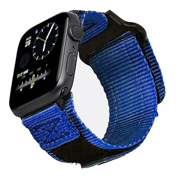 Per Apple Watch 42mm / 41mm / 40mm / 38mm Kalebol Canvas Nylon Hook and Loop Watch Band (Blu)