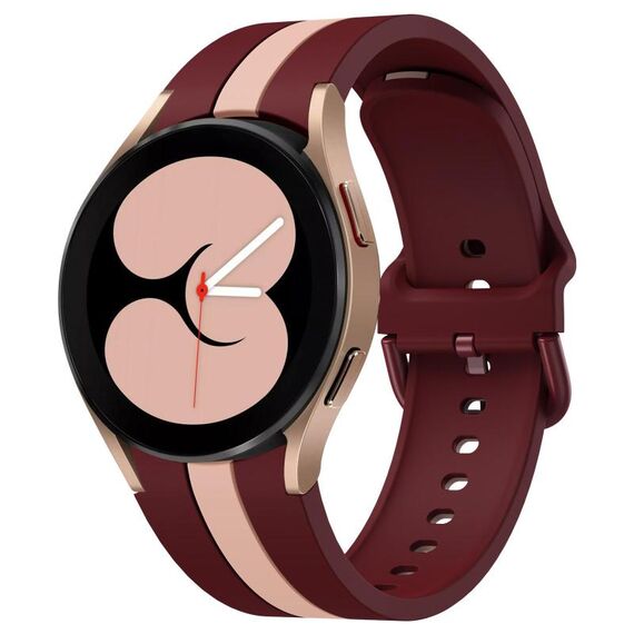 Per Samsung Galaxy Watch7 / 6 / 5 Kalebol Tre strisce verticali Cinturino in silicone con fibbia dello stesso colore (vino rosso rosa)