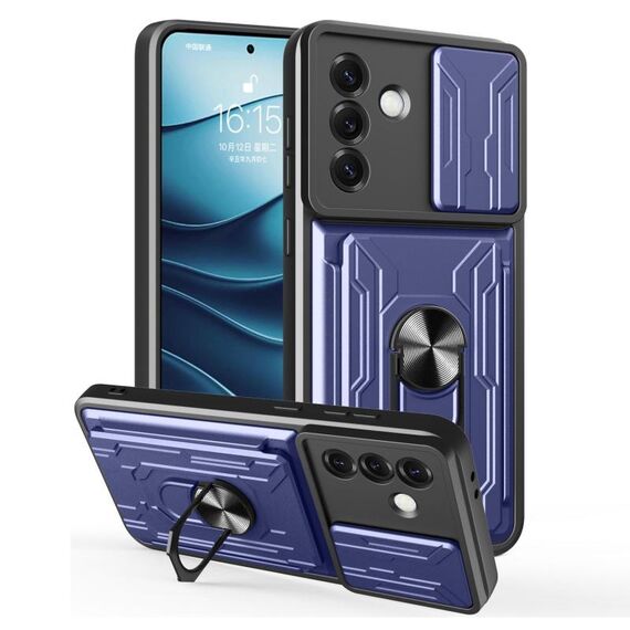 Per Samsung Galaxy S25 5G Custodia per telefono scorrevole Camshield TPU+PC con slot per schede (blu)