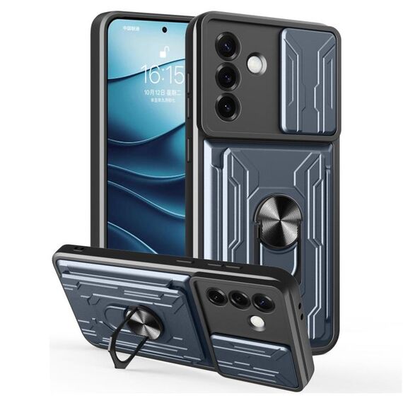 Per Samsung Galaxy S25+ 5G Custodia per telefono scorrevole Camshield TPU+PC con slot per schede (grigio)