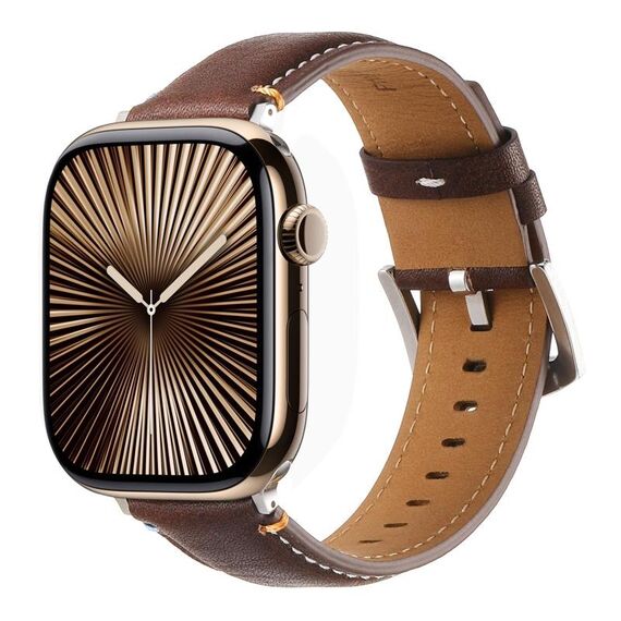 Per Apple Watch 42mm / 41mm / 40mm / 38mm Cinturino per orologio in vera pelle con cuciture Kalebol (pelle pull-up color caffè)