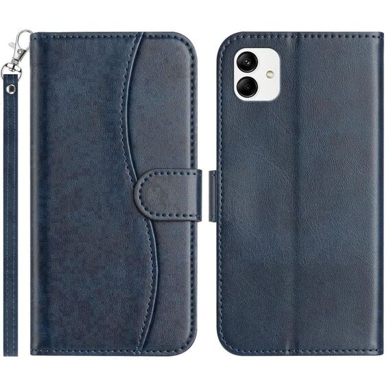 Per Samsung Galaxy A06 Custodia in pelle a forma di S con doppia piegatura (blu navy)
