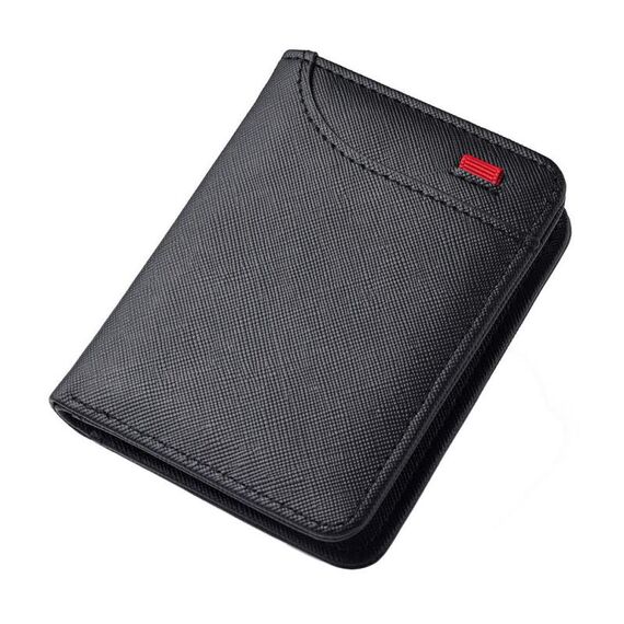 Portafoglio da uomo in pelle multi-posizione, porta carte d'identità verticale, mini borsa (trama nera-croce)