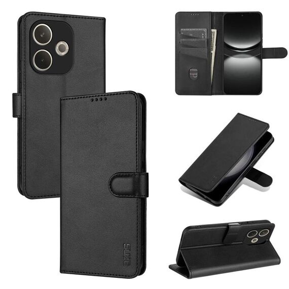 Per OPPO A5 Energy / A5 Pro 5G Global AZNS Custodia per telefono in pelle con texture di vitello e pelle al tatto (nero)