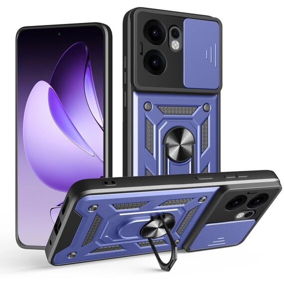 Per OPPO Reno13 F 4G / 5G Custodia per fotocamera scorrevole in TPU ibrido per PC (blu)