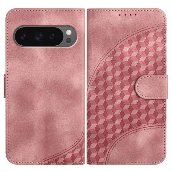 Per Google Pixel 10 Pro XL Custodia in pelle con motivo a testa di elefante e cordino (rosa)