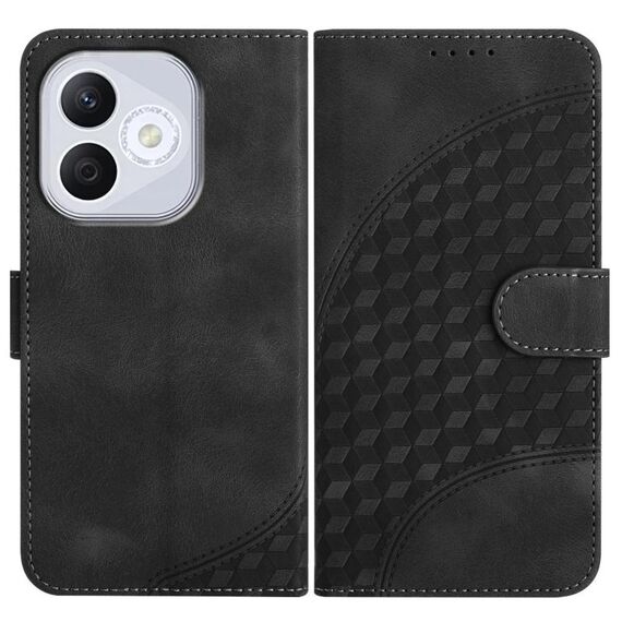 Custodia in pelle con cordino per telefono con testa di elefante in rilievo per Honor 400 Lite (nero)