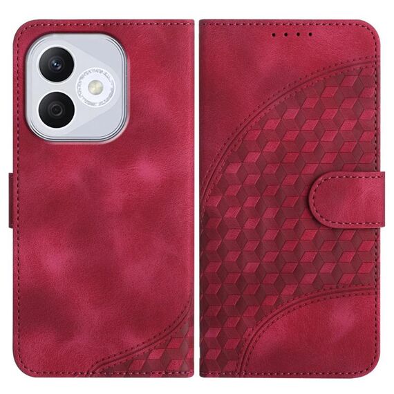 Custodia in pelle con cordino per telefono con testa di elefante in rilievo per Honor 400 Lite (rosso rosa)