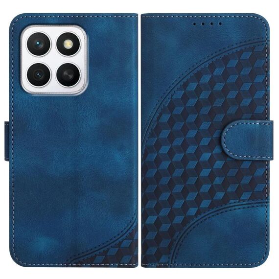 Custodia in pelle con cordino per telefono con testa di elefante in rilievo per Honor X8c 4G (blu reale)