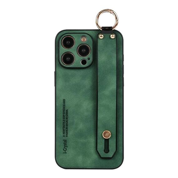 Per iPhone 16 Pro Custodia per telefono con cinturino in pelle di agnello (verde)