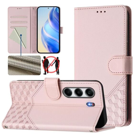 Per Tecno Camon 40 4G Custodia in pelle con stampa a nido d'ape RFID (rosa)